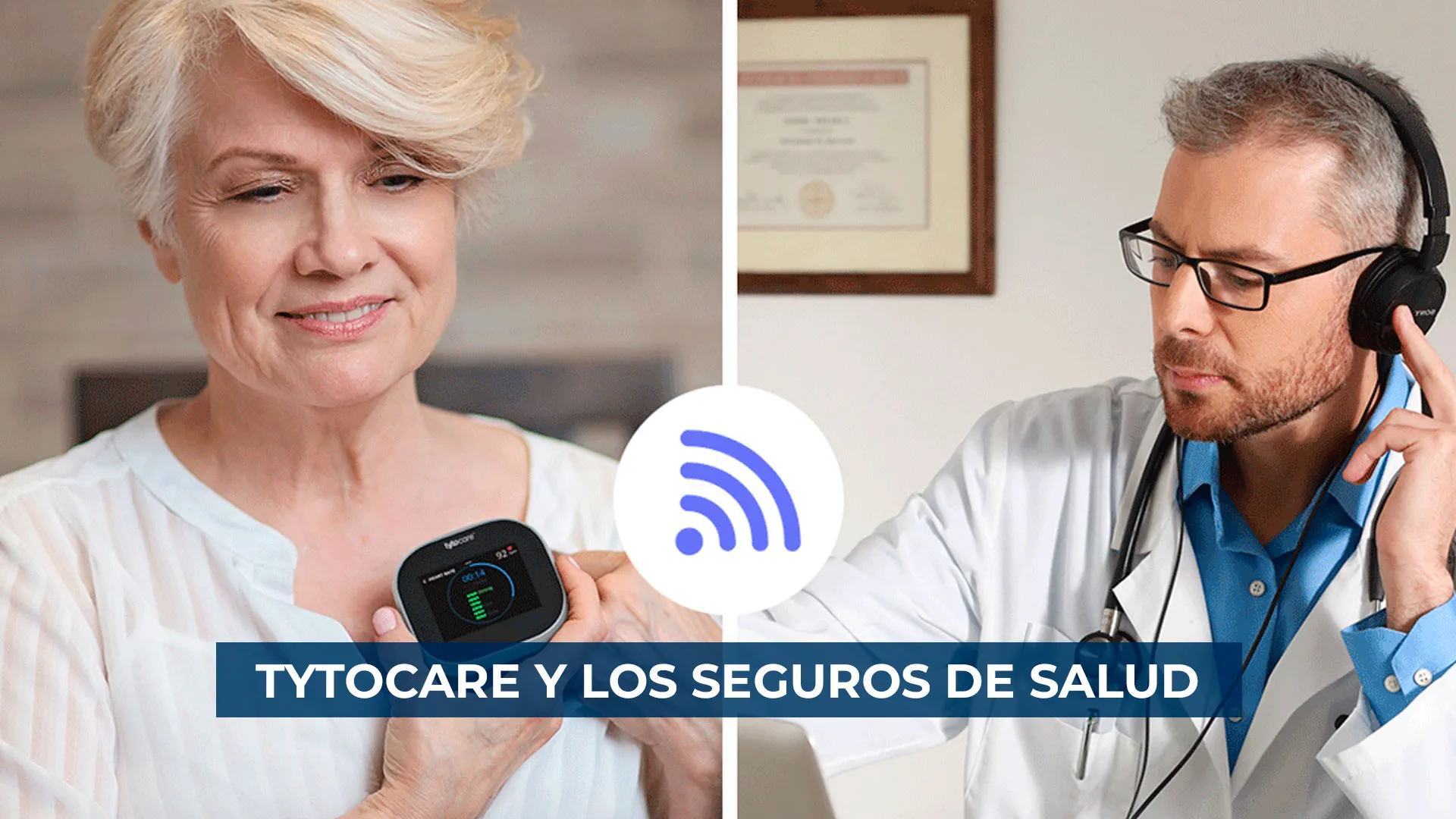 Paciente realizando un examen clínico remoto con un dispositivo TytoCare