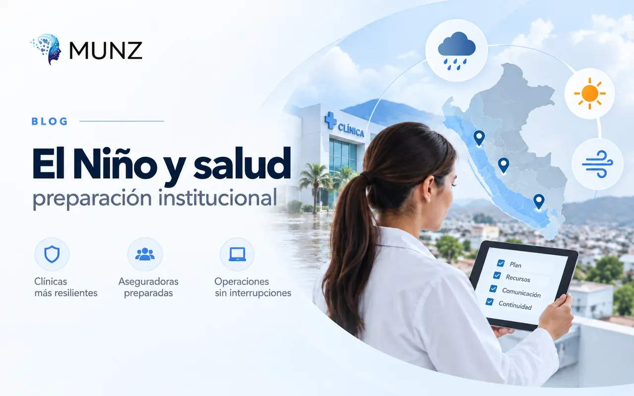 Visual editorial sobre preparación institucional para continuidad asistencial ante El Niño.