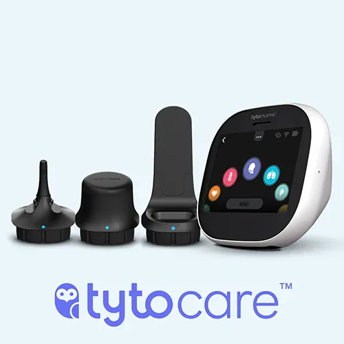 Kit TytoCare con dispositivo de examen físico remoto y sus accesorios clínicos
