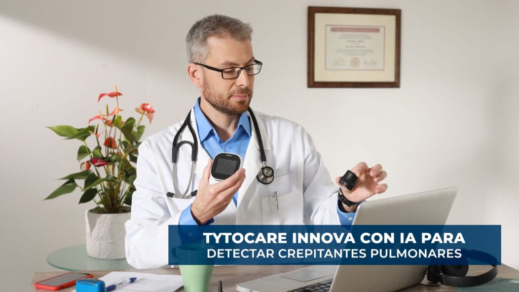 Médico mostrando el dispositivo TytoCare para telemedicina con inteligencia artificial en Perú, distribuido por MUNZ